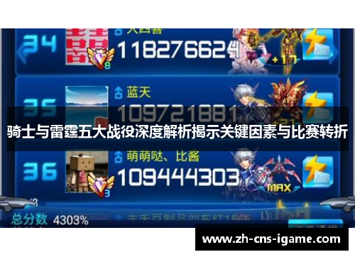 骑士与雷霆五大战役深度解析揭示关键因素与比赛转折